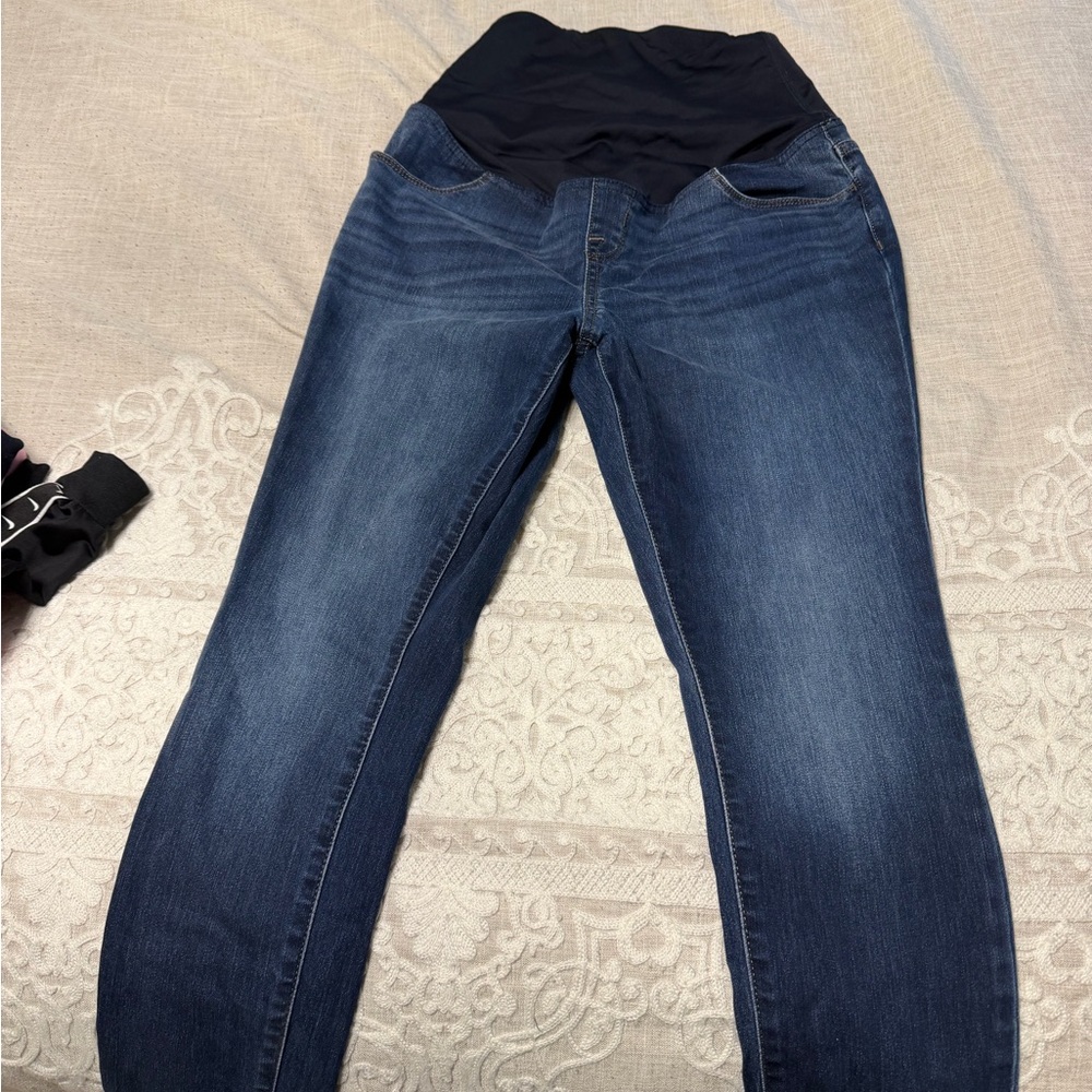 Isabel Maternity by Ingrid & Isabel Dark Blue Skinny Jeans with Black Panel